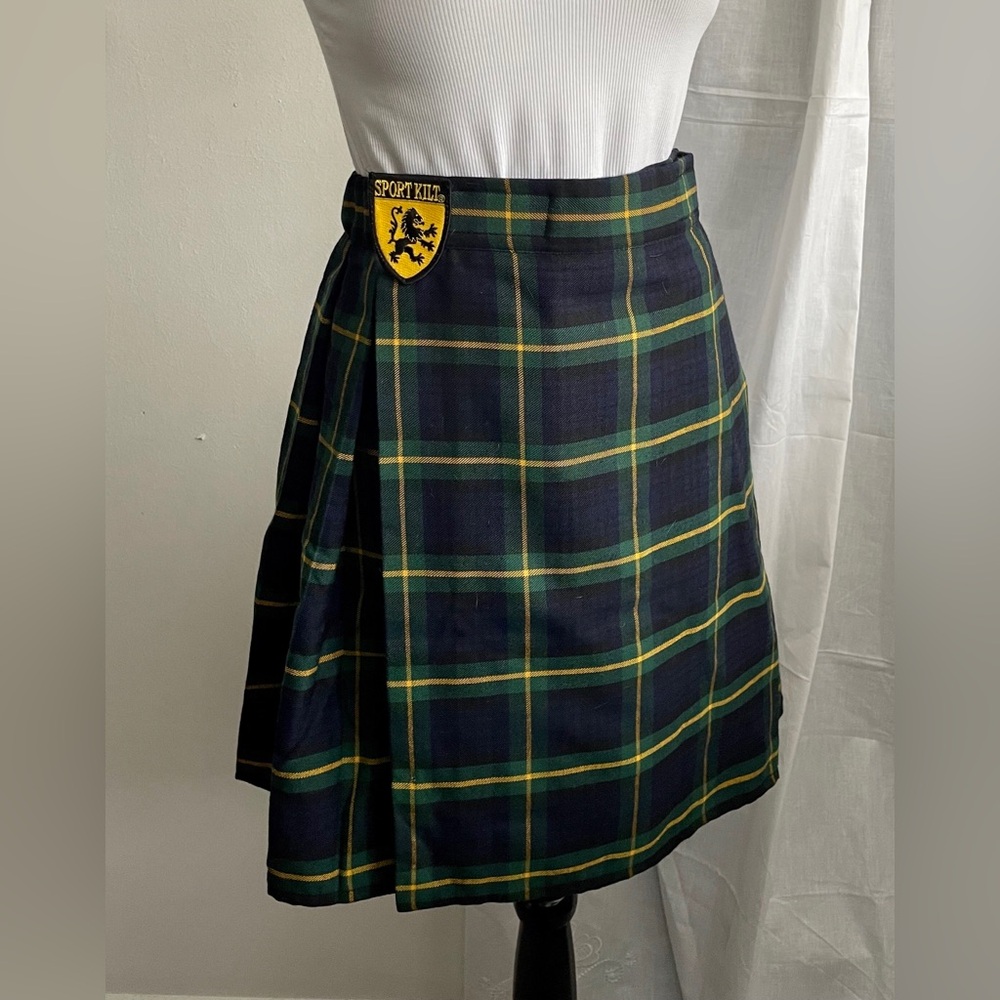 Sport Kilt Wallace Hunting Tartan Plaid Kilt Skirt Adjustable Waistband Size M
